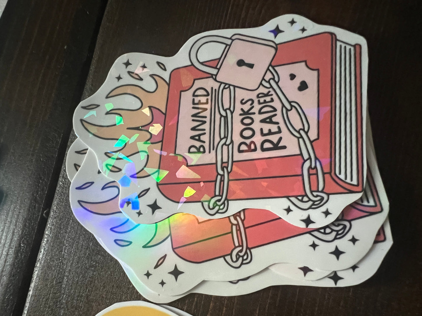 Burned book sticker