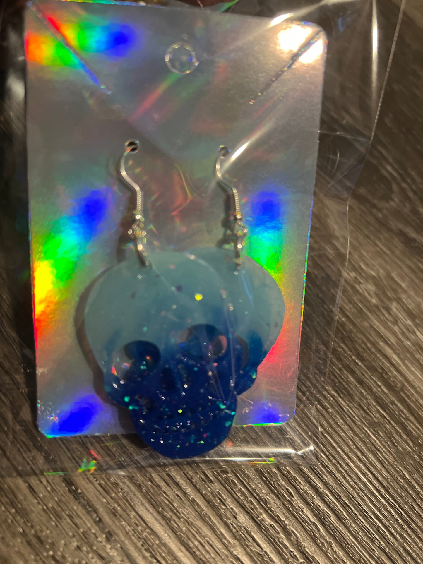 Blue skull earrings