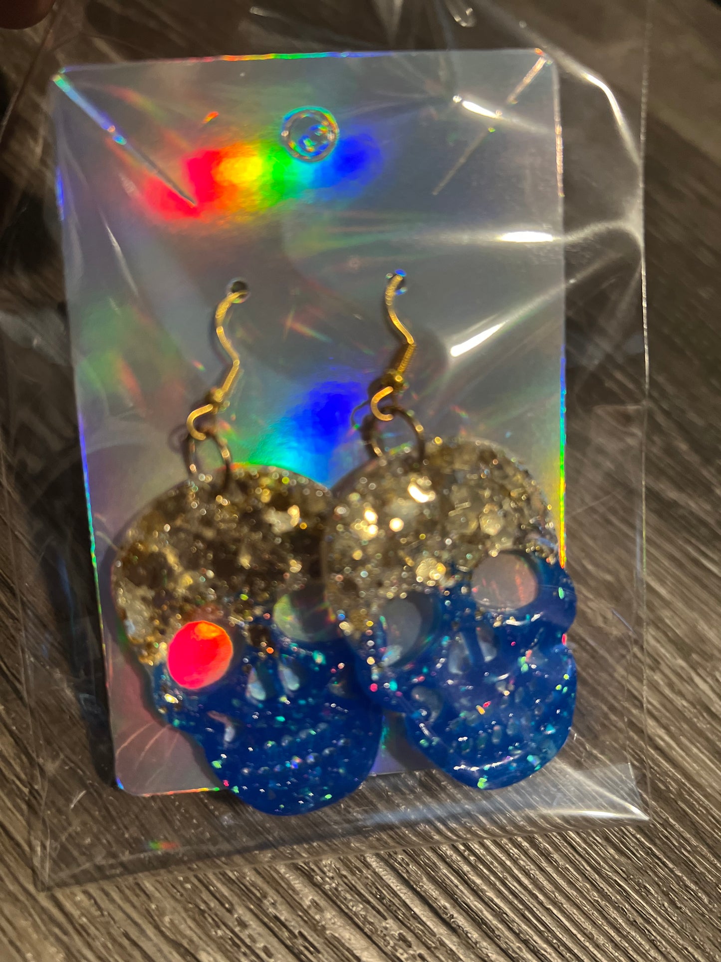 Blue skull earrings