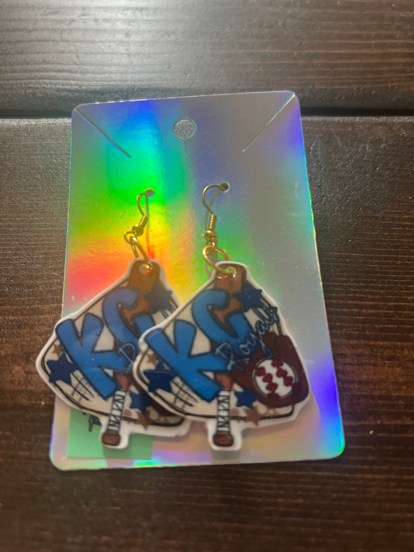 KC baseball hook earrings
