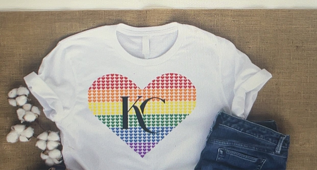 KC rainbow heart tee