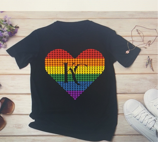 KC rainbow heart tee