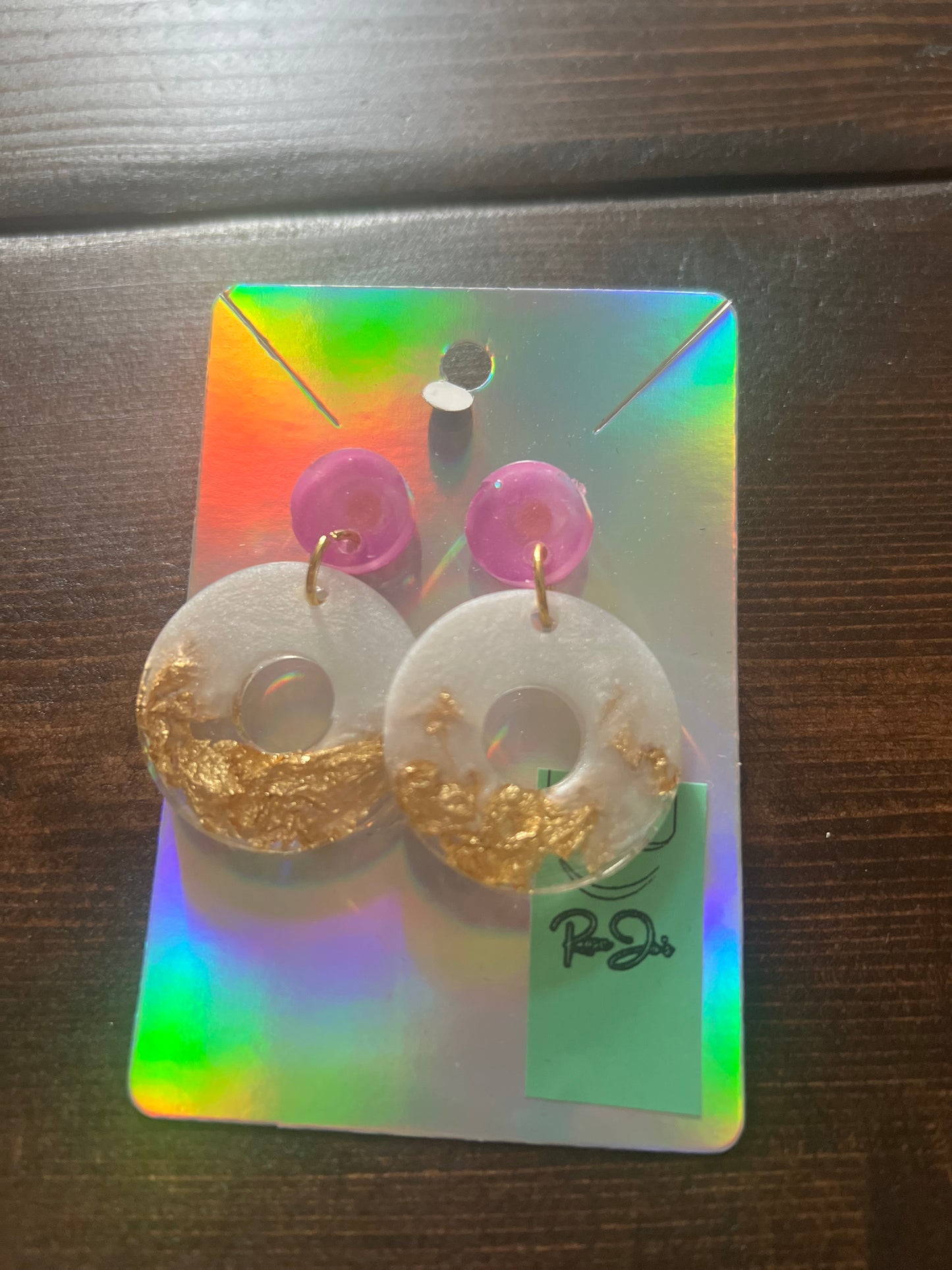 Pink + gold flakes/ white
