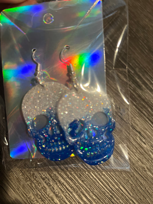 Blue skull earrings