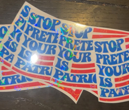 Stop pretending sticker