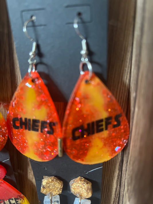 Chiefs resin earrings