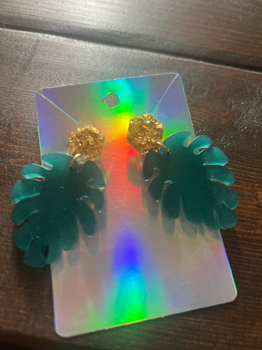 Monstera earrings