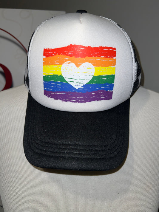 Rainbow heart hat