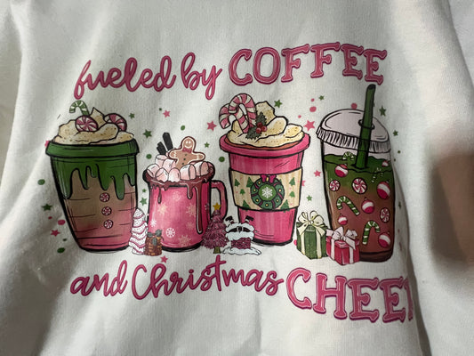 LARGE Fueled by coffee + CHRISTMAS sweatshirt