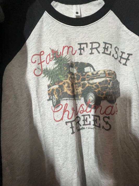 LARGE Farm fresh cheetah 3/4 tee