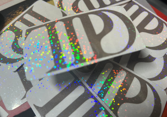 One 3x1 holographic laminated sticker 