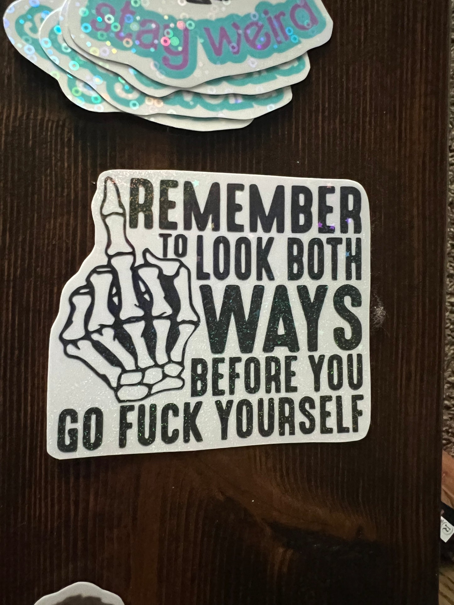 Look both ways sticker